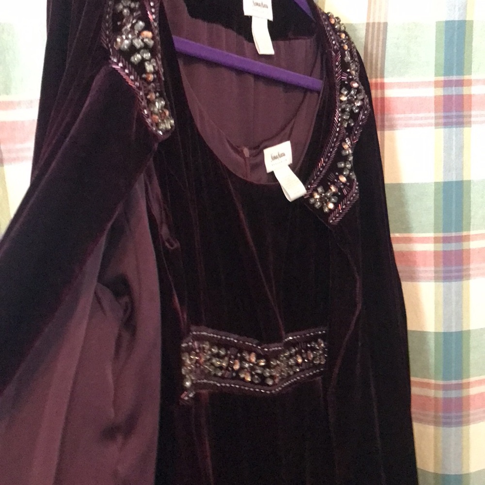 Neiman Marcus Exclusive velvet beaded dress w coat - updated photo measurements